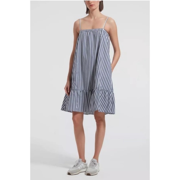 ATM • Anthony Thomas Melillo • Striped Poplin Dress in Marina White Stripe - Picture 2 of 8